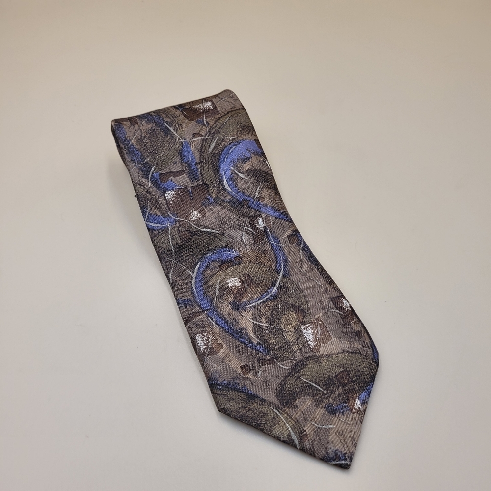 Vintage Towncraft JCPenny Mens Clip On Snapper Office Necktie Brown Blue Tie